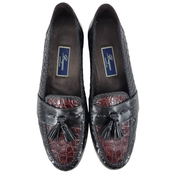 NEW Vintage Bragano Exotic Crocodile Leather Dress Shoes Mens 13N Brown Black - Picture 4 of 14